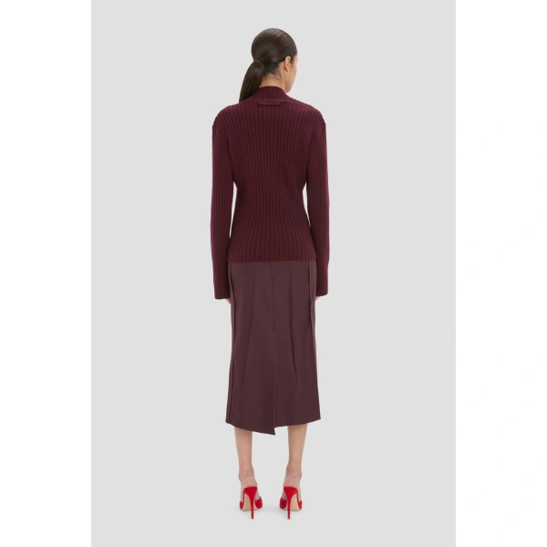 Victoria Beckham Ribbed Jumper in Acai | Sweaters | Coveti, view 5