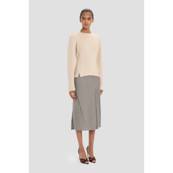 Victoria Beckham Ribbed Jumper in Elderflower | Sweaters | Coveti, view 2