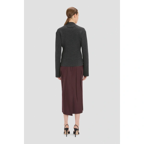 Victoria Beckham Ribbed Jumper in Ore Melange | Sweaters | Coveti, view 4
