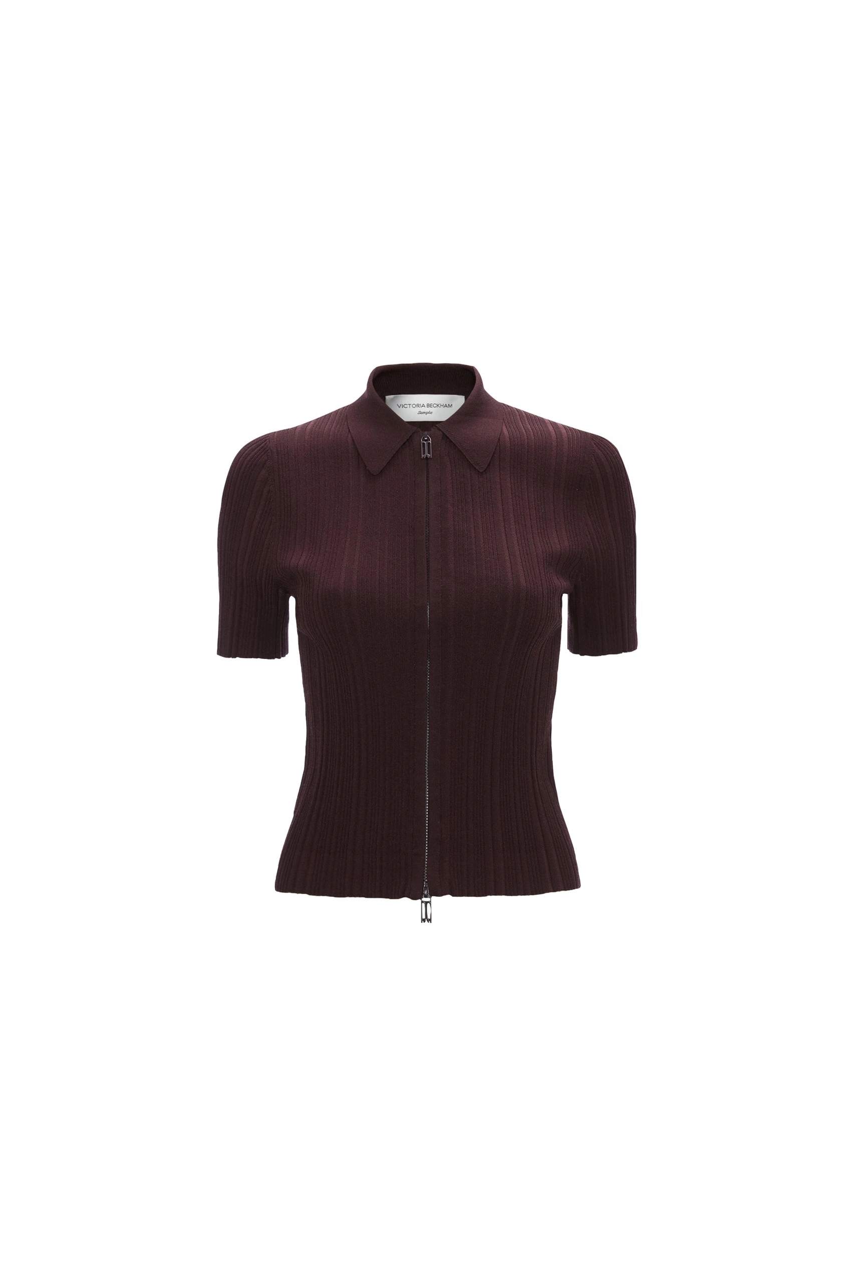 Victoria Beckham Ribbed Polo Top in Acai Victoria Beckham Ribbed Polo Top in Acai | Sweaters | Coveti