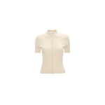 Victoria Beckham Ribbed Polo Top in Elderflower | Sweaters | Coveti