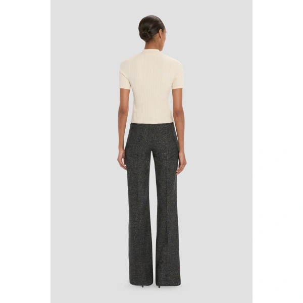 Victoria Beckham Ribbed Polo Top in Elderflower | Sweaters | Coveti, view 6