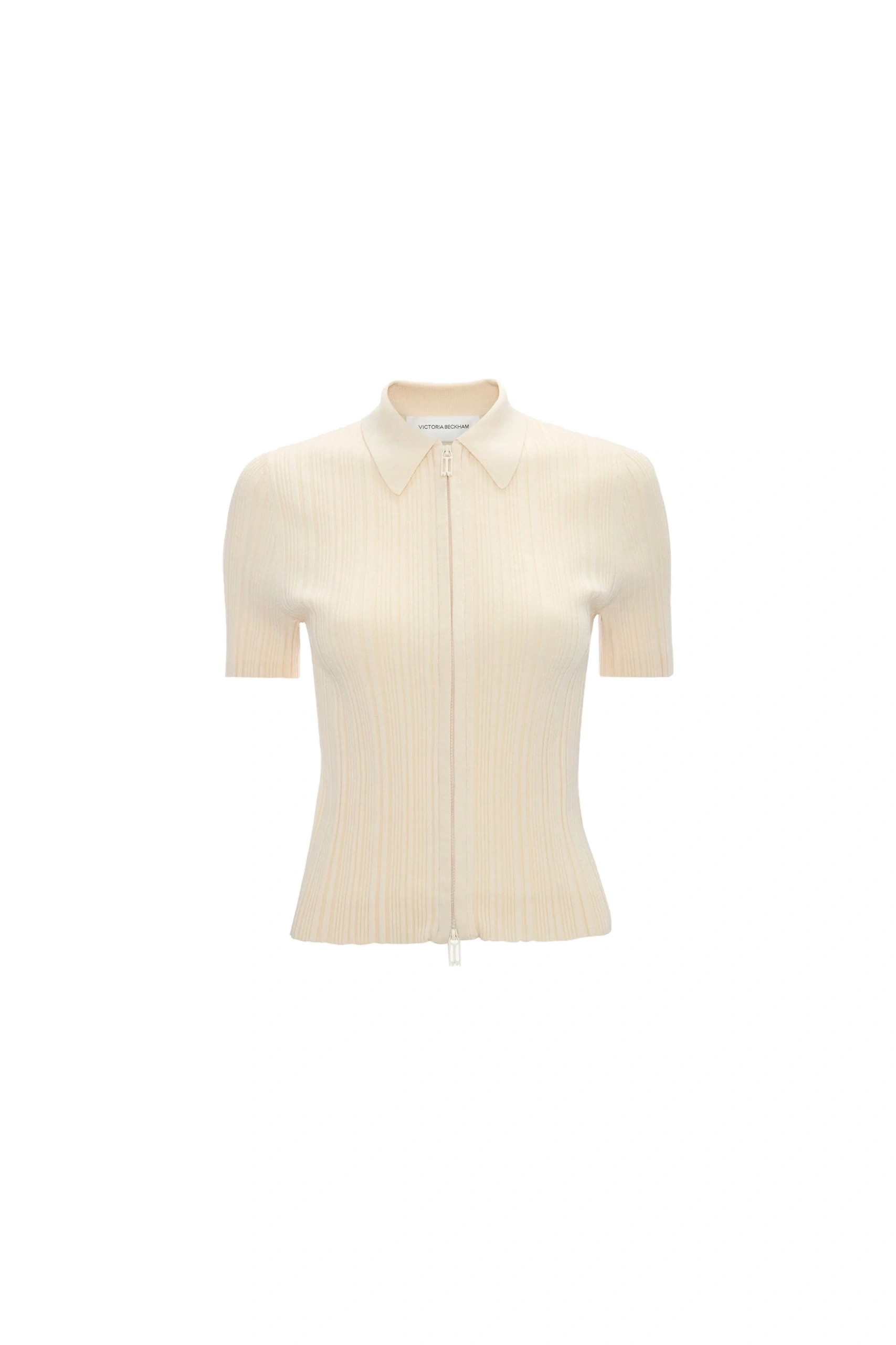 Victoria Beckham Ribbed Polo Top in Elderflower Victoria Beckham Ribbed Polo Top in Elderflower | Sweaters | Coveti