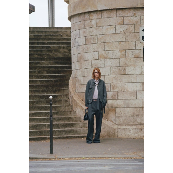 Victoria Beckham Scarf Bomber Jacket in Ash Melange | Bomber Jackets | Coveti, view 2