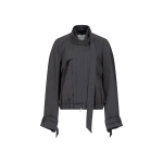 Victoria Beckham Scarf Bomber Jacket in Ash Melange | Bomber Jackets | Coveti
