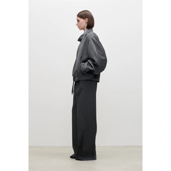 Victoria Beckham Scarf Bomber Jacket in Ash Melange | Bomber Jackets | Coveti, view 4