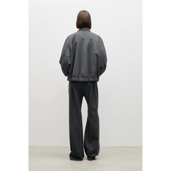 Victoria Beckham Scarf Bomber Jacket in Ash Melange | Bomber Jackets | Coveti, view 5
