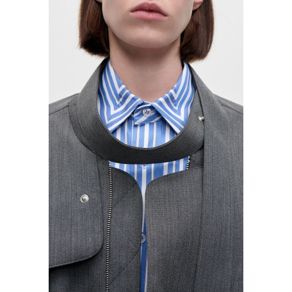 Victoria Beckham Scarf Bomber Jacket in Ash Melange | Bomber Jackets | Coveti, view 6