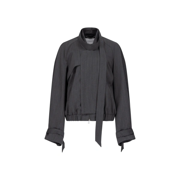 Scarf Bomber Jacket in Ash Melange