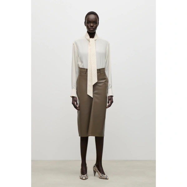 Victoria Beckham Scarf Detail Blouse in Ivory | Silk Tops & Blouses | Coveti, view 2