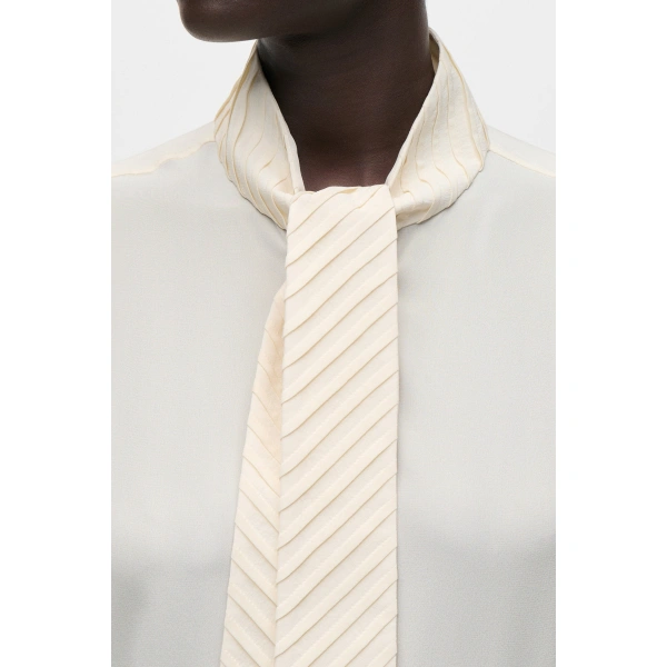 Victoria Beckham Scarf Detail Blouse in Ivory | Silk Tops & Blouses | Coveti, view 5