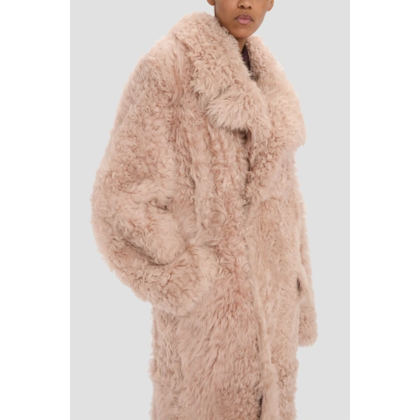 Victoria Beckham Shearling Coat in Barley Pink | Fur Coats | Coveti, view 5