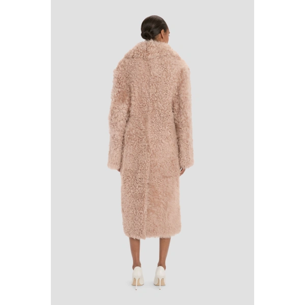 Victoria Beckham Shearling Coat in Barley Pink | Fur Coats | Coveti, view 6