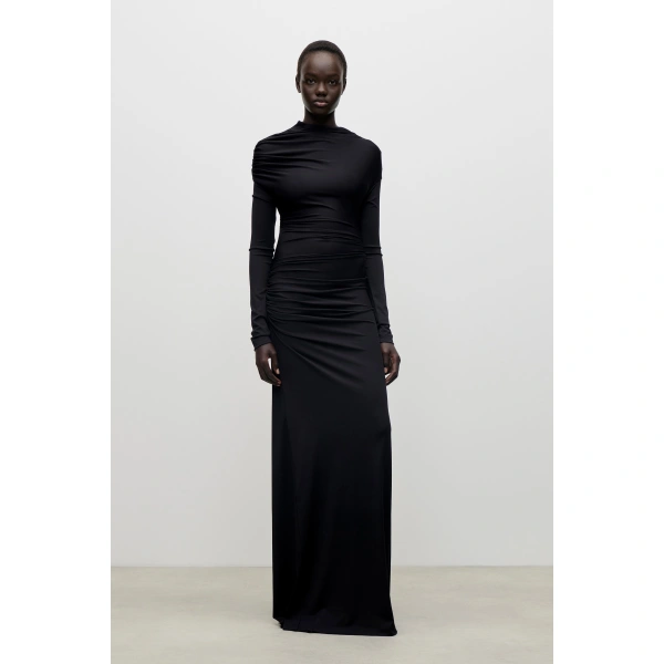 Victoria Beckham Shoulder Drape Gown in Black | Evening Gowns | Coveti, view 2