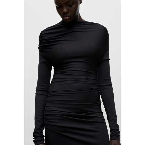 Victoria Beckham Shoulder Drape Gown in Black | Evening Gowns | Coveti, view 5
