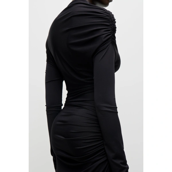 Victoria Beckham Shoulder Drape Gown in Black | Evening Gowns | Coveti, view 6