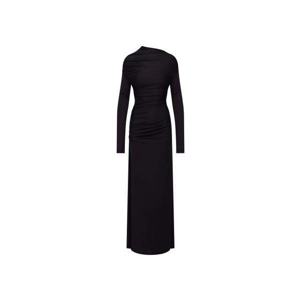 Shoulder Drape Gown in Black