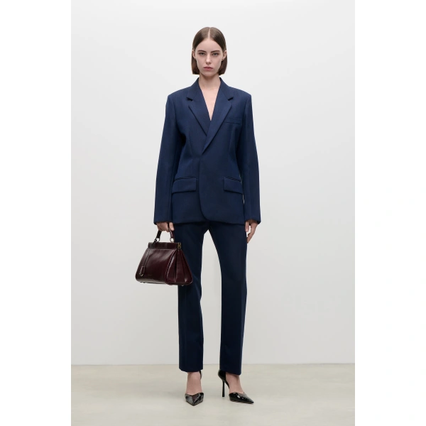 Victoria Beckham Single Breasted Jacket in Blue Lake | Blazers | Coveti, view 2