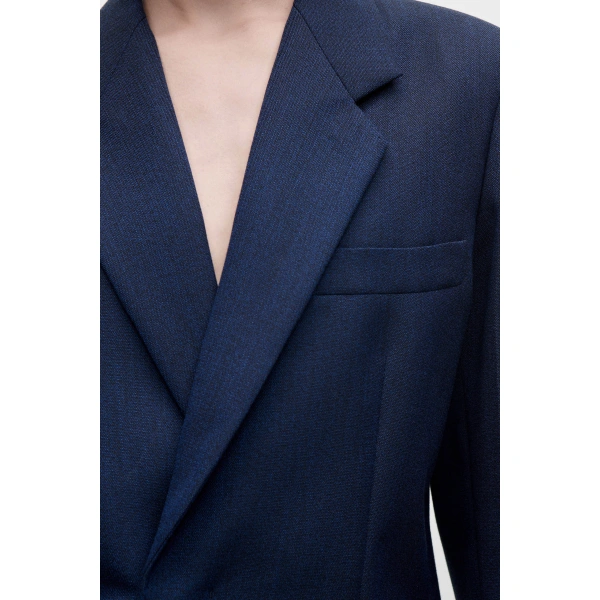 Victoria Beckham Single Breasted Jacket in Blue Lake | Blazers | Coveti, view 5