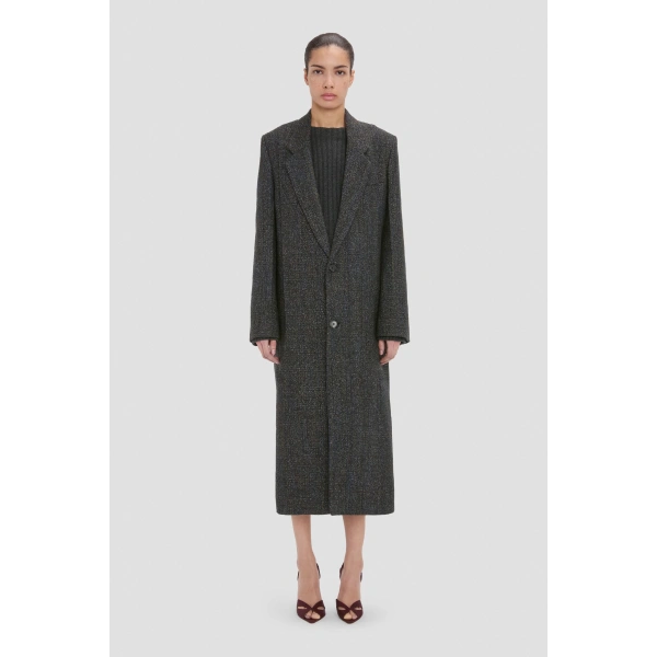 Victoria Beckham Tailored Coat in Ore Melange | Wool & Cashmere Coats | Coveti, view 2