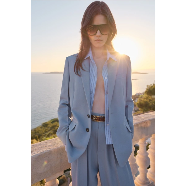 Victoria Beckham Tailored Jacket in Ocean Mist | Blazers | Coveti, view 3