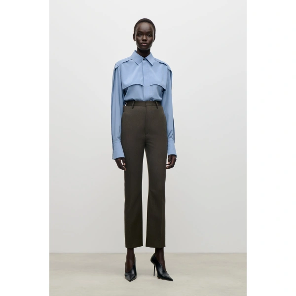 Victoria Beckham Utility Blouse in Storm Blue | Silk Tops & Blouses | Coveti, view 2