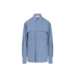 Victoria Beckham Utility Blouse in Storm Blue | Silk Tops & Blouses | Coveti