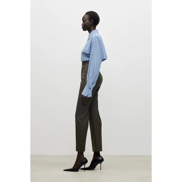 Victoria Beckham Utility Blouse in Storm Blue | Silk Tops & Blouses | Coveti, view 3
