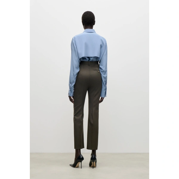 Victoria Beckham Utility Blouse in Storm Blue | Silk Tops & Blouses | Coveti, view 4