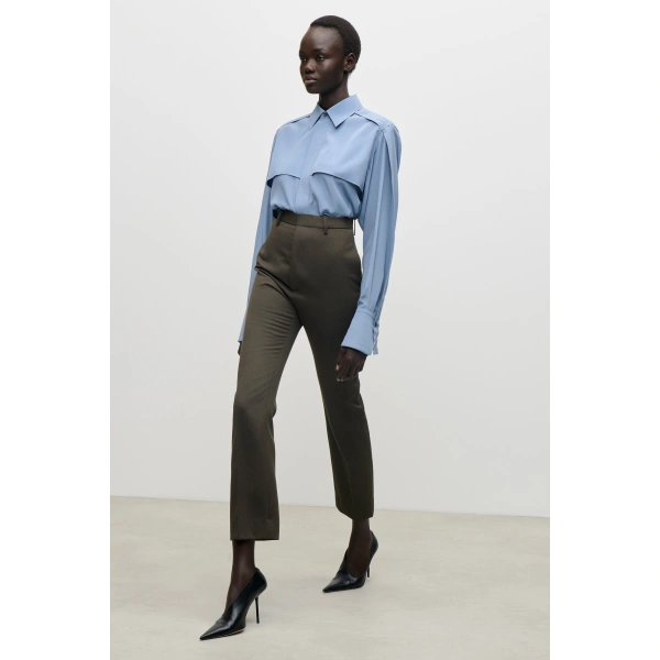 Victoria Beckham Utility Blouse in Storm Blue | Silk Tops & Blouses | Coveti, view 6