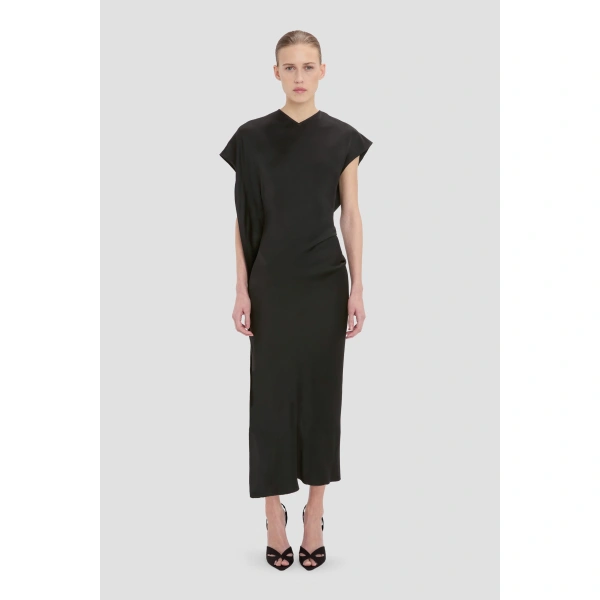 Victoria Beckham Victoria Midi Dress in Black | Midi Dresses | Coveti, view 2