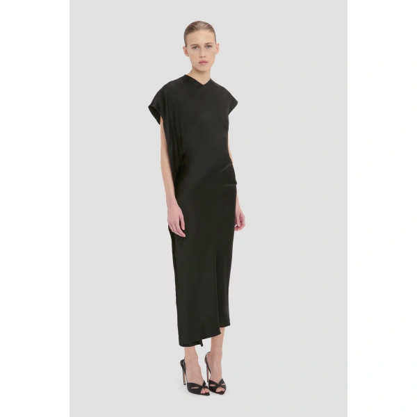 Victoria Beckham Victoria Midi Dress in Black | Midi Dresses | Coveti, view 3
