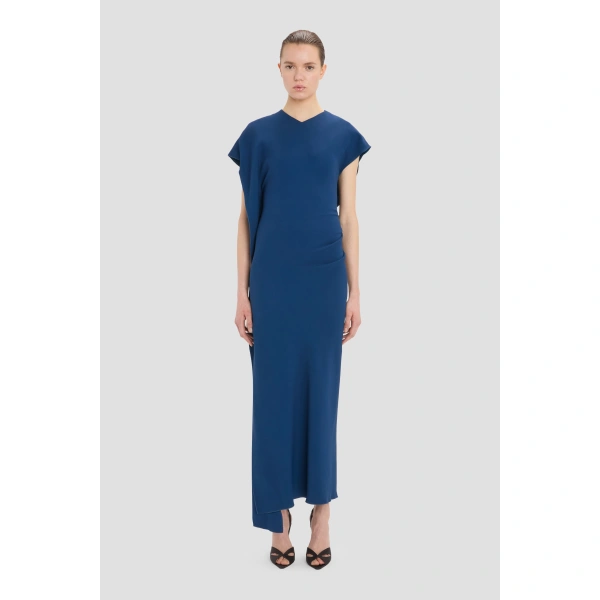 Victoria Beckham Victoria Midi Dress in Dark Ocean | Midi Dresses | Coveti, view 2