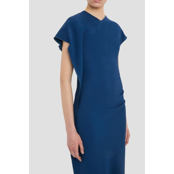Victoria Beckham Victoria Midi Dress in Dark Ocean | Midi Dresses | Coveti, view 4