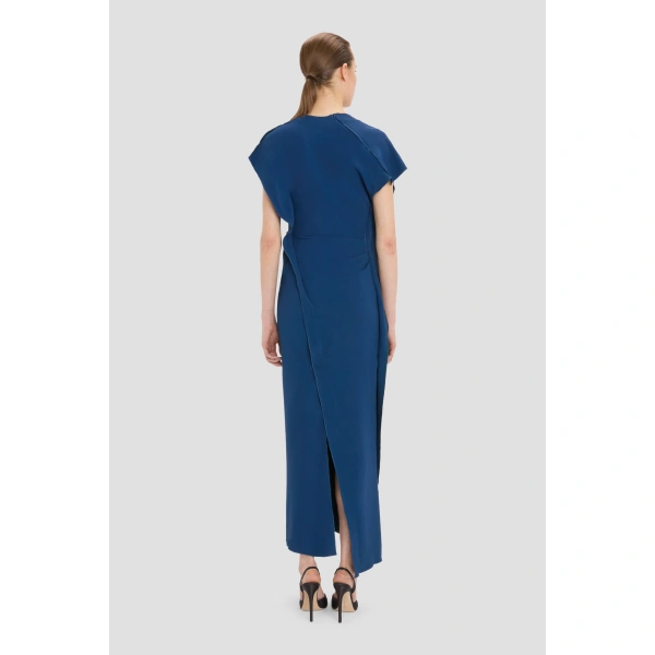 Victoria Beckham Victoria Midi Dress in Dark Ocean | Midi Dresses | Coveti, view 5