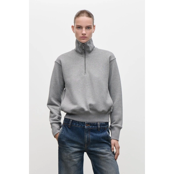 Victoria Beckham Violet Sweatshirt in Mid Grey Marl | Hoodies | Coveti, view 2