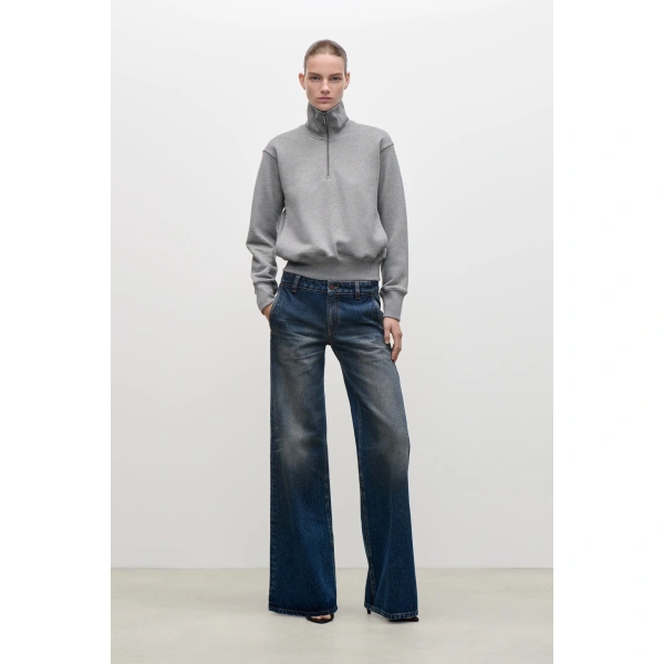 Victoria Beckham Violet Sweatshirt in Mid Grey Marl | Hoodies | Coveti, view 3