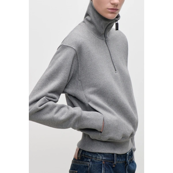 Victoria Beckham Violet Sweatshirt in Mid Grey Marl | Hoodies | Coveti, view 6