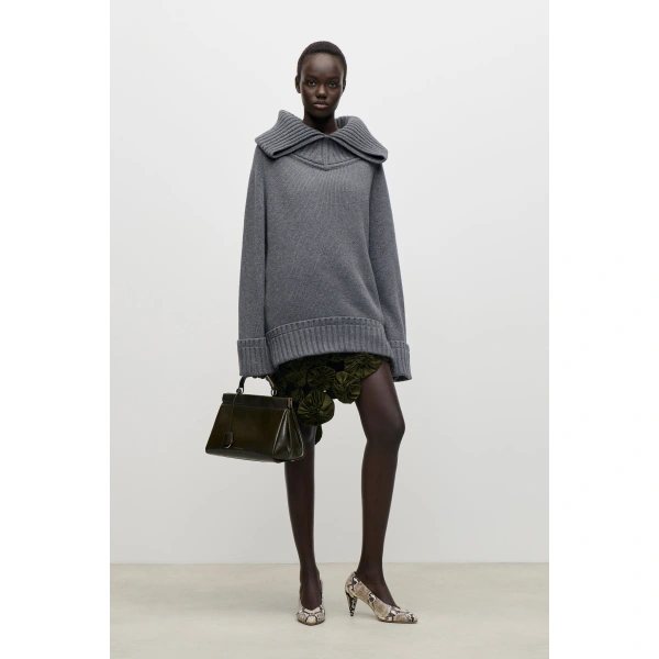 Victoria Beckham Wide Collar Jumper in Granite | Sweaters | Coveti, view 2