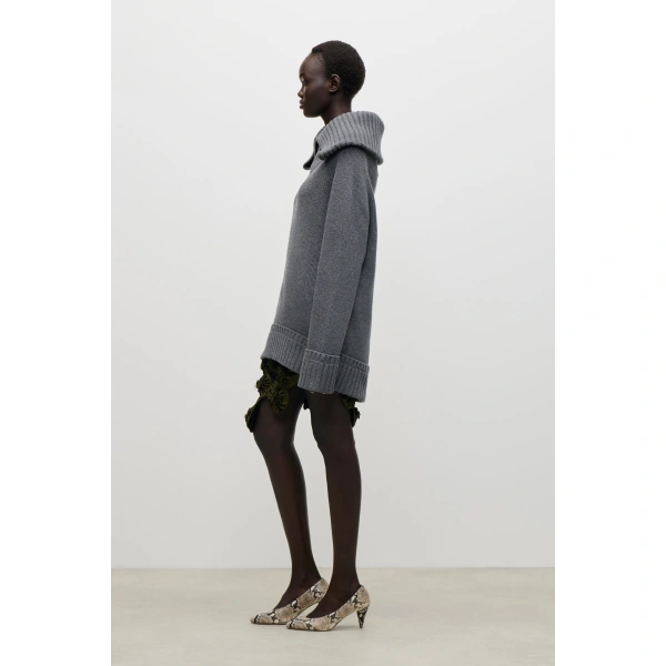 Victoria Beckham Wide Collar Jumper in Granite | Sweaters | Coveti, view 3