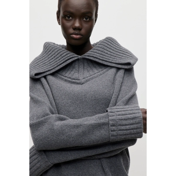 Victoria Beckham Wide Collar Jumper in Granite | Sweaters | Coveti, view 5