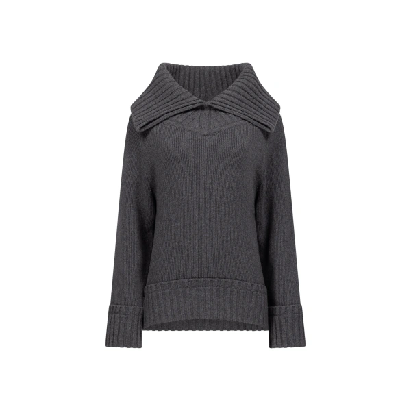 Wide Collar Jumper in Granite