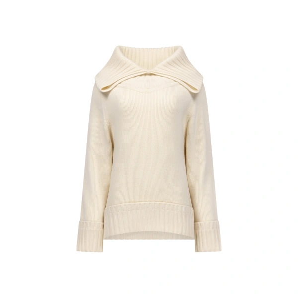 Wide Collar Jumper in Ivory