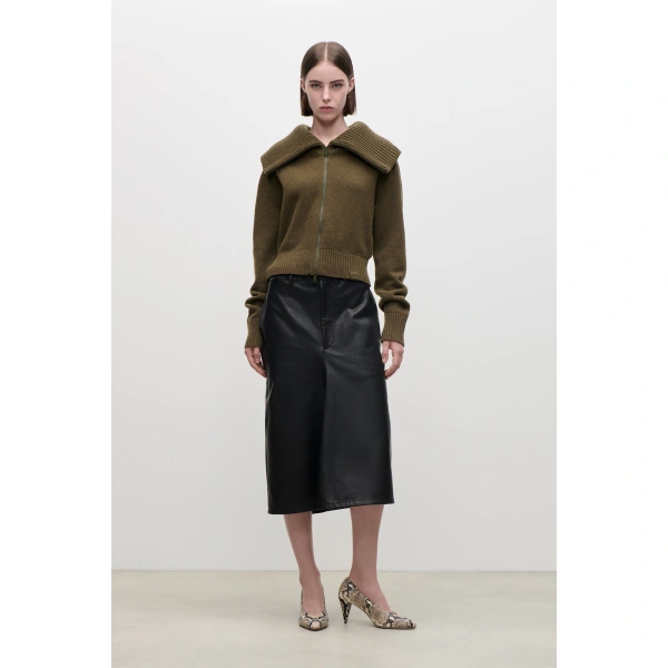 Victoria Beckham Wide Collar Zip Jumper in Marsh Green | Sweaters | Coveti, view 2