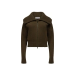 Victoria Beckham Wide Collar Zip Jumper in Marsh Green | Sweaters | Coveti
