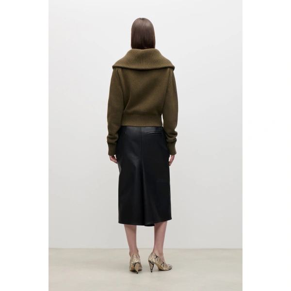 Victoria Beckham Wide Collar Zip Jumper in Marsh Green | Sweaters | Coveti, view 4