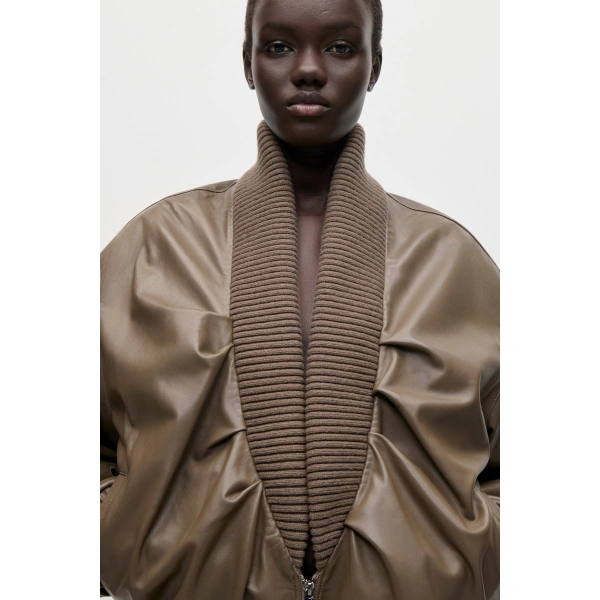 Victoria Beckham Zana Jacket in Brown | Leather Jackets | Coveti, view 5