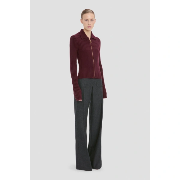 Victoria Beckham Zip Jumper in Acai | Sweaters | Coveti, view 2