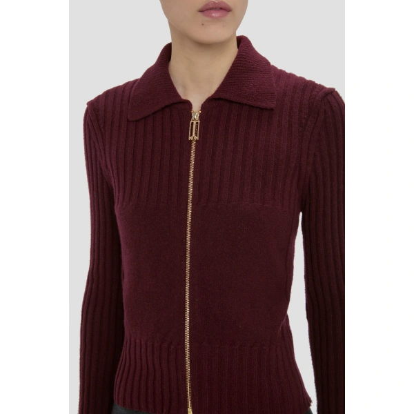 Victoria Beckham Zip Jumper in Acai | Sweaters | Coveti, view 3