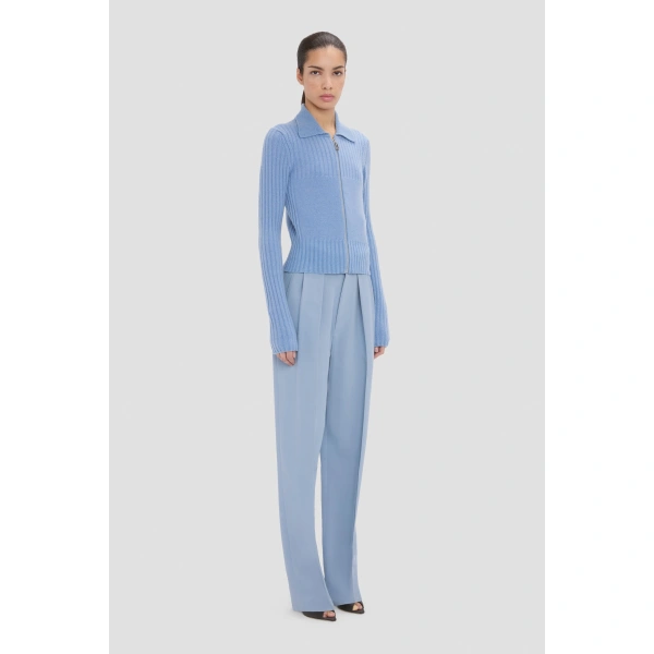 Victoria Beckham Zip Jumper in Ocean Mist Melange | Sweaters | Coveti, view 2